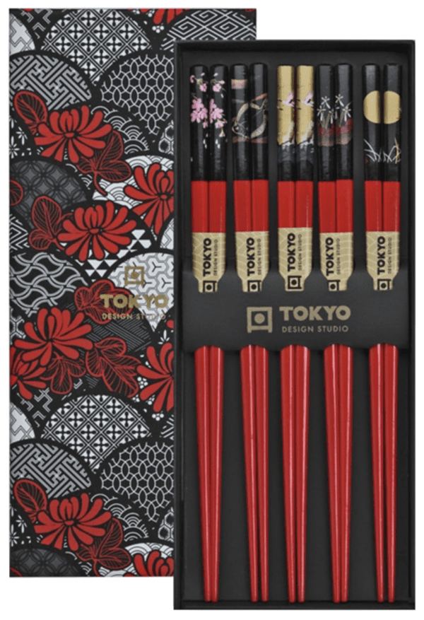 TOKYO DESIGN - SET DE 5 PAIRES DE BAGUETTES ROUGE